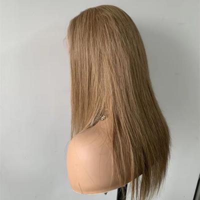 30# brown color 16 bone straight transparent full lace wigs virgin human raw hair cuticle aligned perruque preplucked wig