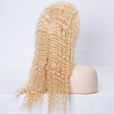 613 Blonde Color Full Lace Wig Full Hand Tied Wig Deep Wave Curly Hair European Virgin Hair Wig