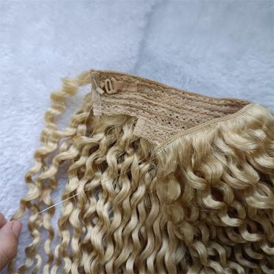 Best Quality Manufacturer Price 100% Natural Human Hair Weft kinky curly blonde color set clip in hair extensions