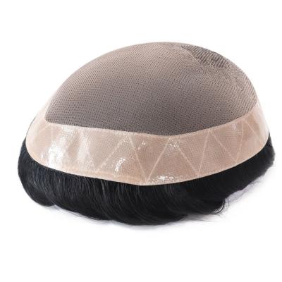 DMC durable fine mono human hair wigs for men cheap hair units for men poly coated mens hair systems