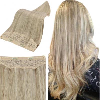 Free Sample Halo Hair No Tangle No Shedding Balayage Color Halo Hair Extensions for Woman