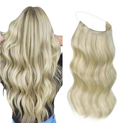 Factory Price Full End Fish Wire Human Hair Extension Cuticle Aligned Halo Hair Extensions