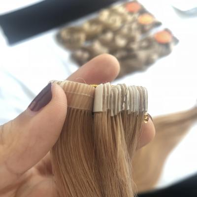 Invisible Double Sew Seamless Injected Stitched Tape In Hair Extension Virgin Cuticle Aligned PU Sewed Line Thread Tape In