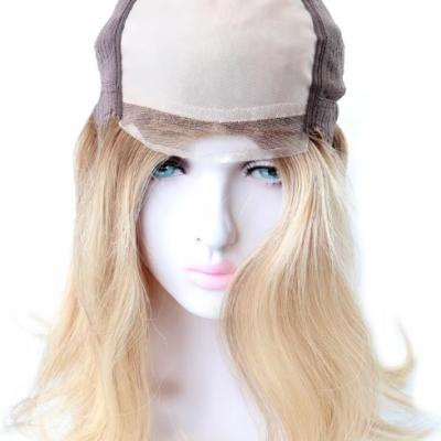 Jewish Mono front 16 inches Wholesale Blonde Chinese Cuticle Remy Human Hair Lace Front Mono Wig Womens
