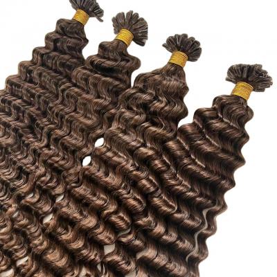 Keratin tip Double Drawn Human Hair U tip/Flat tip/I tip micro links Deep Wave 16-26inch Stick Tip Hair Extensions