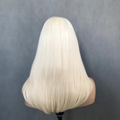 Hot Selling Luxury High Quality 60# Platinum Blonde Color Human Virgin Hair Long Layer Jewish Wigs Kosher Wigs Silk Top Wigs