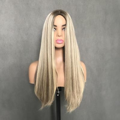 Luxury Stock Best Quality Jewish Wig Silk Top Color 8C60# Human Virgin Hair Straight Long Layers Luxury Wig for Women
