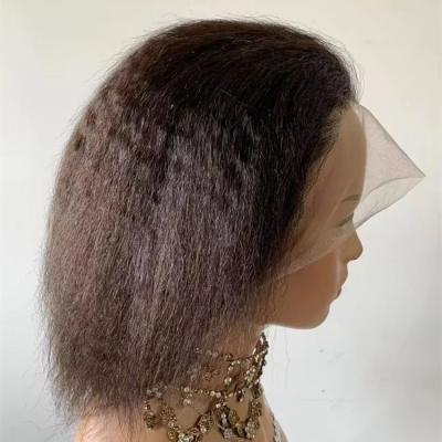  Natural Color 1b Brazilian Kinky Straight Virgin Transparent 100% Human Hair Full Lace Wig For Black Women Wholesale Stock