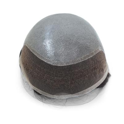 Omnilace-French Lace Front with Polyskin Human Hair Toupee For Men