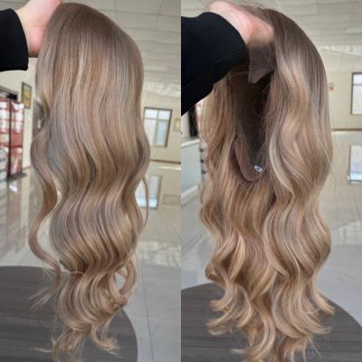 Spring Silk Medical Wigs Lace Front Silk Top Glueless Ombre Color Virgin European Human Hair Wigs for Alopecia PU Silicone Wig