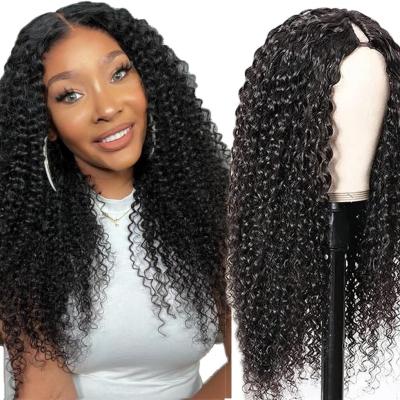 Kinky Curly Vietnamese Raw Human hair U / V part Wefted Wig Vendor Machine made wig