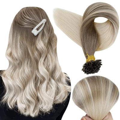 Wholesale Unprocessed Slavic ombre white blonde hair Double Drawn Italian Prebonded I Tip U Tip Natural Russian Hair Virgin Keratin Human Hair Extension