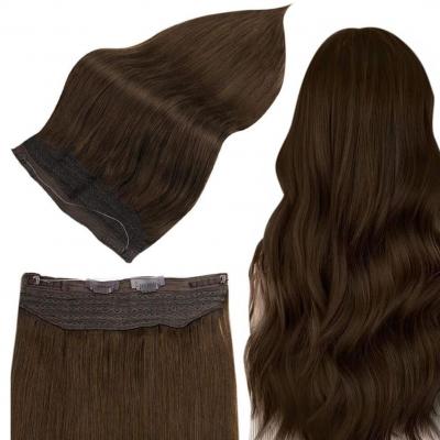 Wholesale Price High Quality Fish Line Human Hair Double Drawn Halo Hair Extensions Russian Hair Blonde 